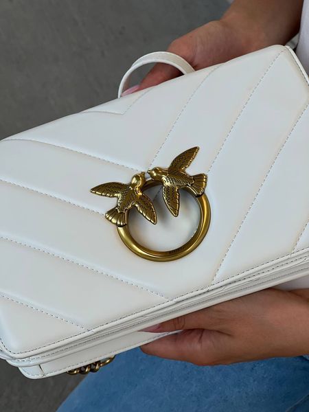 Pinko Love Click Classic Crossbody Bag in Quilted Leathe White Medium [оригінальна коробка] pk07680 фото