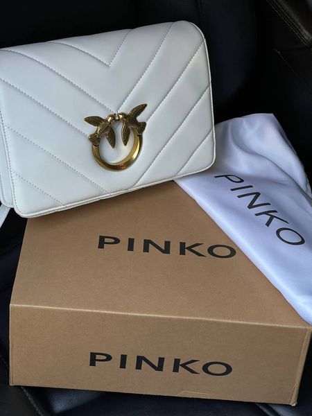 Pinko Love Click Classic Crossbody Bag in Quilted Leathe White Medium [оригінальна коробка] pk07680 фото