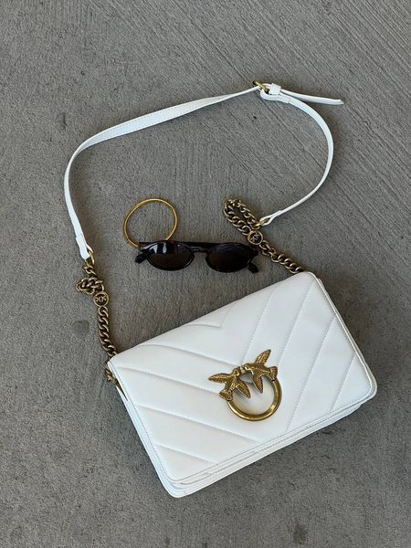 Pinko Love Click Classic Crossbody Bag in Quilted Leathe White Medium [оригінальна коробка] pk07680 фото