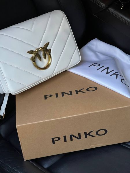 Pinko Love Click Classic Crossbody Bag in Quilted Leathe White Medium [оригінальна коробка] pk07680 фото