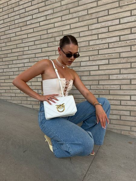 Pinko Love Click Classic Crossbody Bag in Quilted Leathe White Medium [оригінальна коробка] pk07680 фото