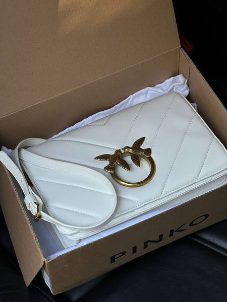 Pinko Love Click Classic Crossbody Bag in Quilted Leathe White Medium [оригінальна коробка] pk07680 фото