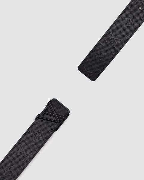 Шкіряний ремінь Louis Vuitton 40 мм Embossing Black/Black із фірмовою металевою пряжкою 6616305 фото