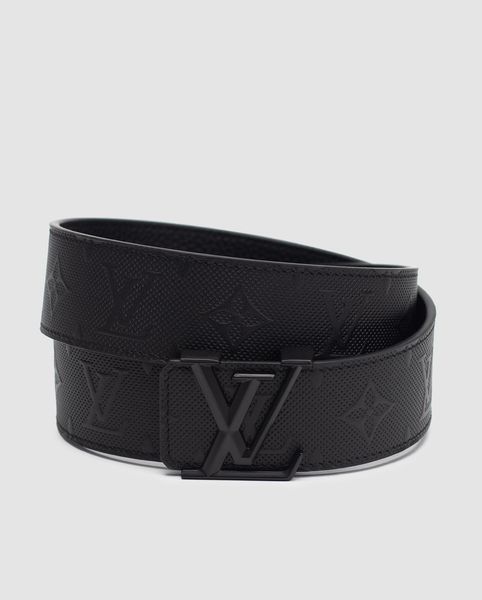 Шкіряний ремінь Louis Vuitton 40 мм Embossing Black/Black із фірмовою металевою пряжкою 6616305 фото