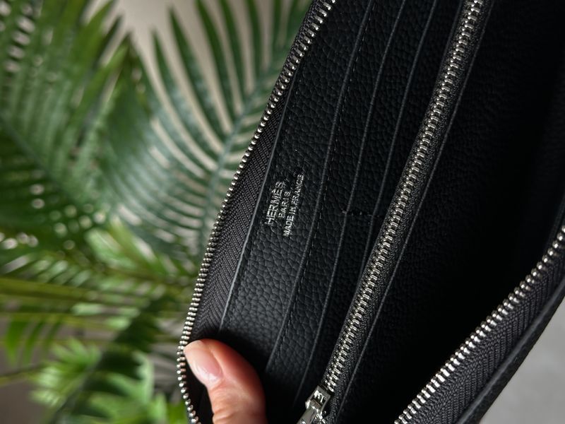 Hermes Evelyne Long Chevre Leather Long Bill Wallet Black 882010 фото