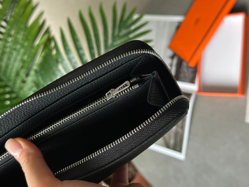 Hermes Evelyne Long Chevre Leather Long Bill Wallet Black 882010 фото