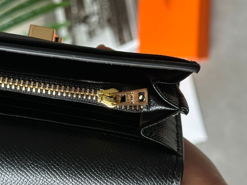 Hermes Constance Long To Go Wallet Black/Gold  882021 фото