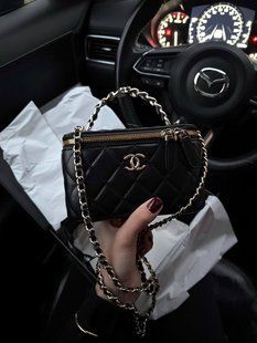 Chanel Classic Black Lambskin Pearl Crush Vanity Bag Black/Gold [оригінальна магнітна коробка] pr2066 фото