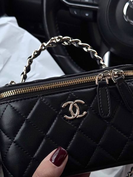 Chanel Classic Black Lambskin Pearl Crush Vanity Bag Black/Gold [оригінальна магнітна коробка] pr2066 фото