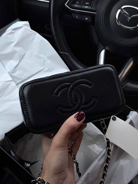 Chanel Classic Black Lambskin Pearl Crush Vanity Bag Black/Gold [оригінальна магнітна коробка] pr2066 фото