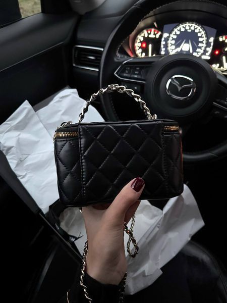 Chanel Classic Black Lambskin Pearl Crush Vanity Bag Black/Gold [оригінальна магнітна коробка] pr2066 фото