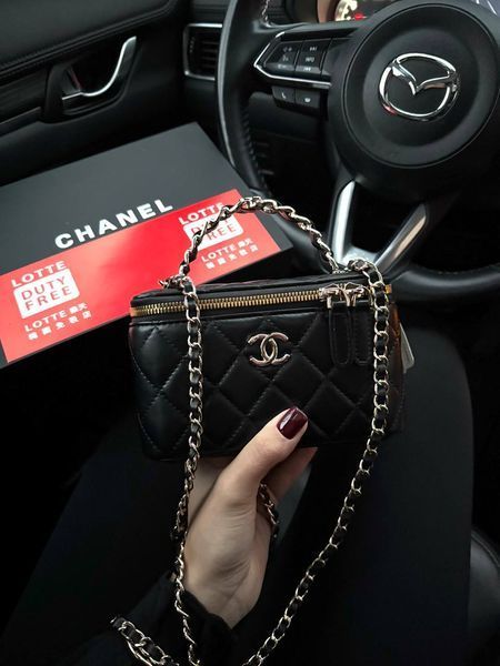 Chanel Classic Black Lambskin Pearl Crush Vanity Bag Black/Gold [оригінальна магнітна коробка] pr2066 фото