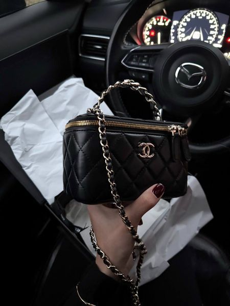 Chanel Classic Black Lambskin Pearl Crush Vanity Bag Black/Gold [оригінальна магнітна коробка] pr2066 фото