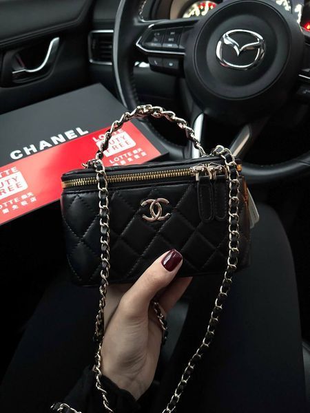 Chanel Classic Black Lambskin Pearl Crush Vanity Bag Black/Gold [оригінальна магнітна коробка] pr2066 фото