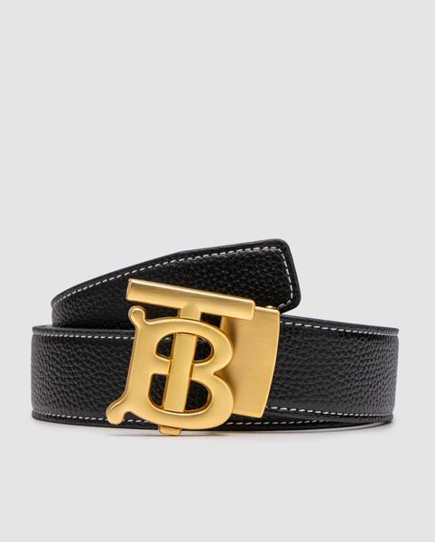 Burberry Leather TB Belt Black/Tan/Gold 661761 фото