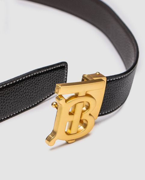 Burberry Leather TB Belt Black/Tan/Gold 661761 фото