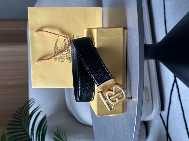 Burberry Leather TB Belt Black/Tan/Gold 661761 фото