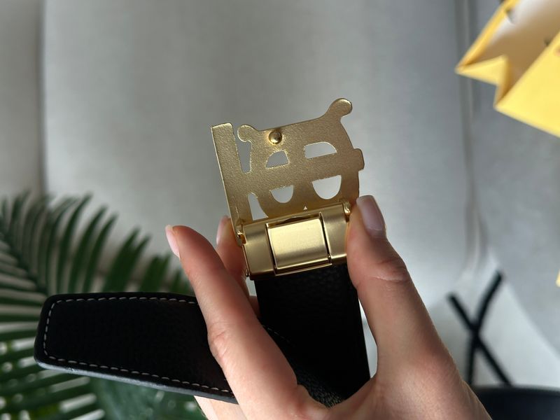 Burberry Leather TB Belt Black/Tan/Gold 661761 фото