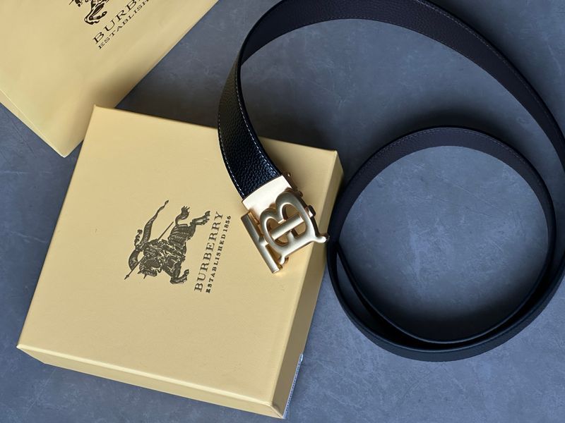 Burberry Leather TB Belt Black/Tan/Gold 661761 фото