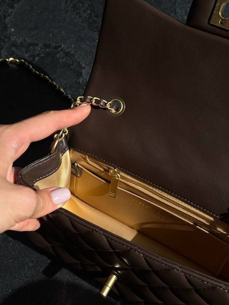 Chanel Classic 1.55 Small Single Flap in Brown/Gold Магнітна Коробка pr2998 фото