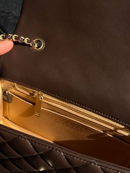 Chanel Classic 1.55 Small Single Flap in Brown/Gold Магнітна Коробка pr2998 фото