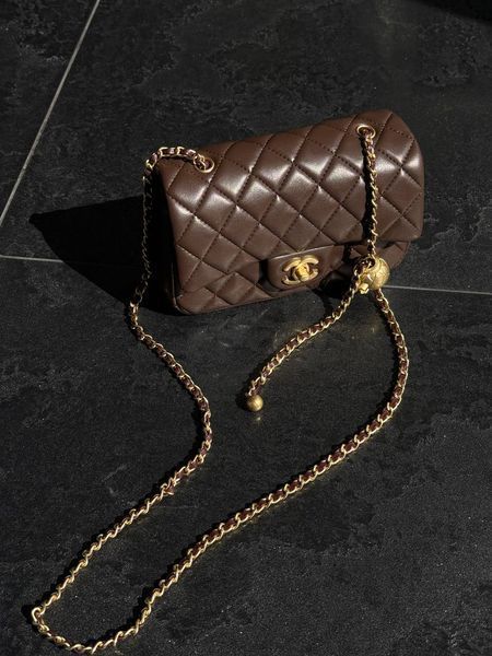 Chanel Classic 1.55 Small Single Flap in Brown/Gold Магнітна Коробка pr2998 фото