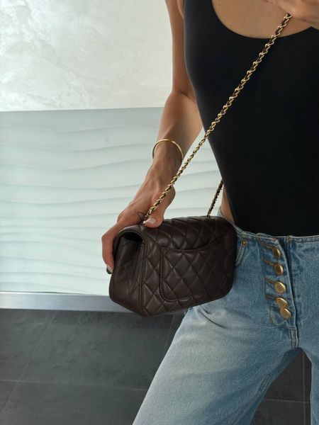 Chanel Classic 1.55 Small Single Flap in Brown/Gold Магнітна Коробка pr2998 фото