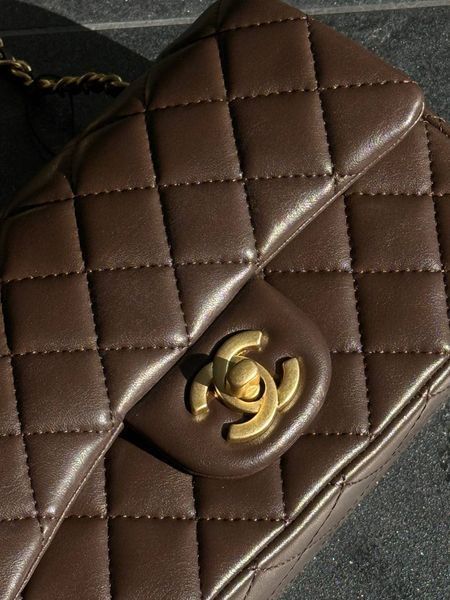 Chanel Classic 1.55 Small Single Flap in Brown/Gold Магнітна Коробка pr2998 фото