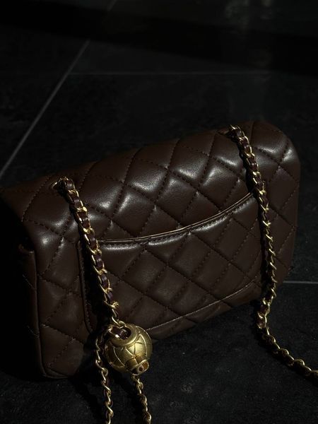Chanel Classic 1.55 Small Single Flap in Brown/Gold Магнітна Коробка pr2998 фото