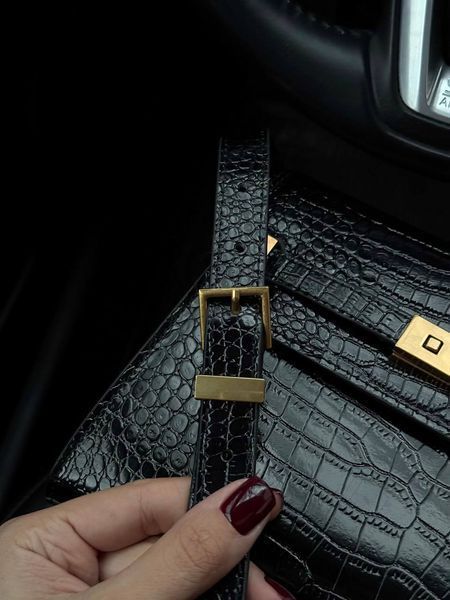 Saint Laurent Manhattan Leather Shoulder Bag Black Snake Skin Магнітна + Захисна коробка pr5129 фото