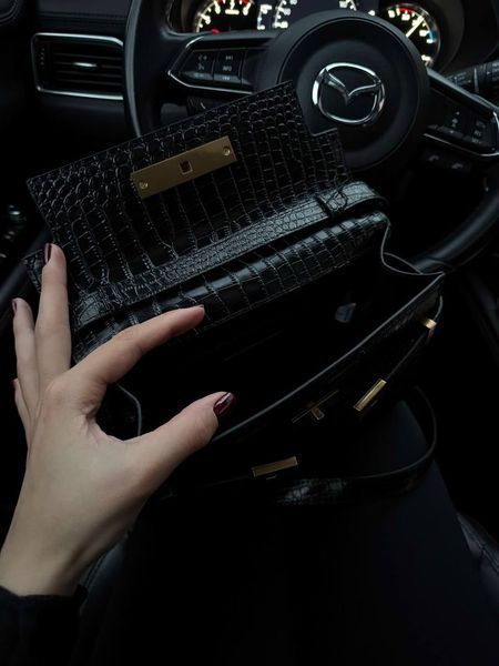Saint Laurent Manhattan Leather Shoulder Bag Black Snake Skin Магнітна + Захисна коробка pr5129 фото