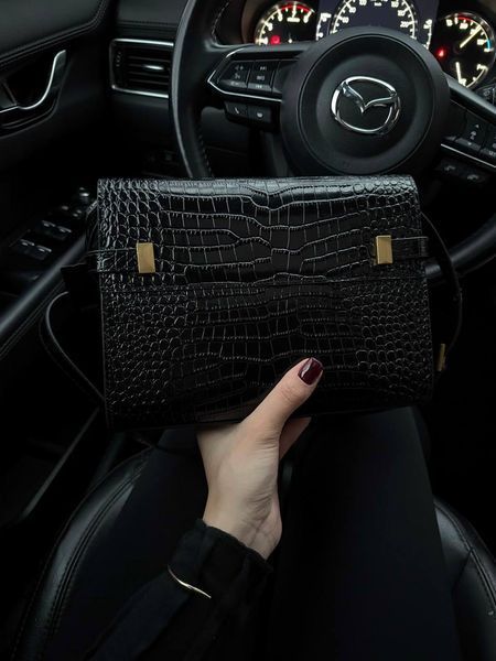 Saint Laurent Manhattan Leather Shoulder Bag Black Snake Skin Магнітна + Захисна коробка pr5129 фото