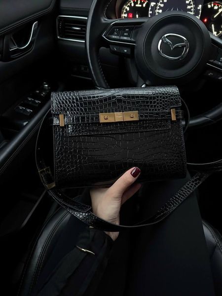 Saint Laurent Manhattan Leather Shoulder Bag Black Snake Skin Магнітна + Захисна коробка pr5129 фото