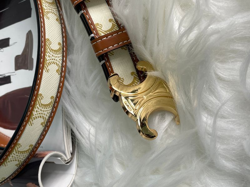 Celine Medium Triomphe Belt In Triomphe Canvas And Calfskin White 6612212 фото