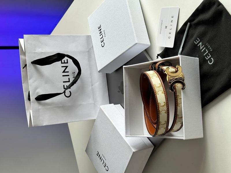 Celine Medium Triomphe Belt In Triomphe Canvas And Calfskin White 6612212 фото