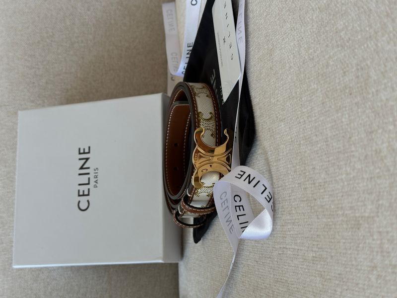 Celine Medium Triomphe Belt In Triomphe Canvas And Calfskin White 6612212 фото
