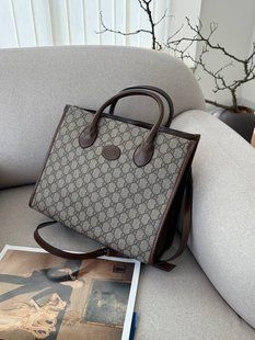 Gucci Ophidia Leather-Trimmed Monogrammed Coated-Canvas Tote [пильник] g02810 фото