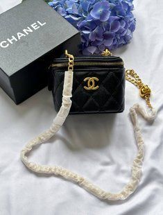 Chanel Classic Black Lambskin Pearl Crush Mini Vanity CaseТекстурна шкіра [оригінальна коробка] pr0023 фото