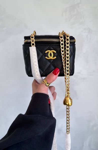Chanel Classic Black Lambskin Pearl Crush Mini Vanity CaseТекстурна шкіра [оригінальна коробка] pr0023 фото