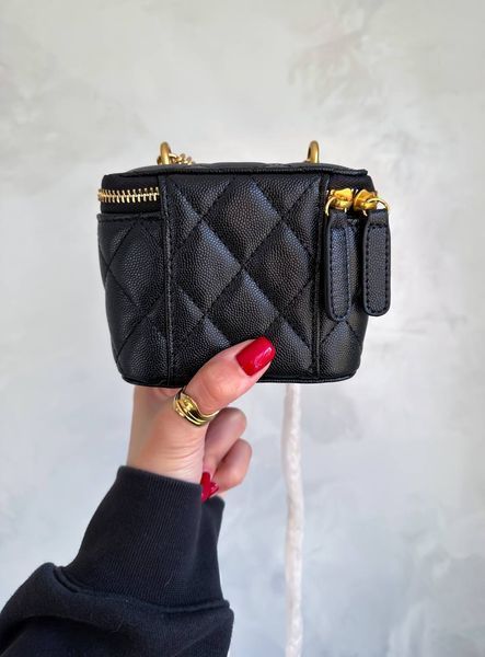Chanel Classic Black Lambskin Pearl Crush Mini Vanity CaseТекстурна шкіра [оригінальна коробка] pr0023 фото