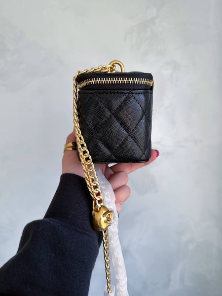 Chanel Classic Black Lambskin Pearl Crush Mini Vanity CaseТекстурна шкіра [оригінальна коробка] pr0023 фото
