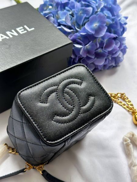 Chanel Classic Black Lambskin Pearl Crush Mini Vanity CaseТекстурна шкіра [оригінальна коробка] pr0023 фото