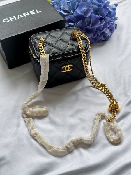 Chanel Classic Black Lambskin Pearl Crush Mini Vanity CaseТекстурна шкіра [оригінальна коробка] pr0023 фото
