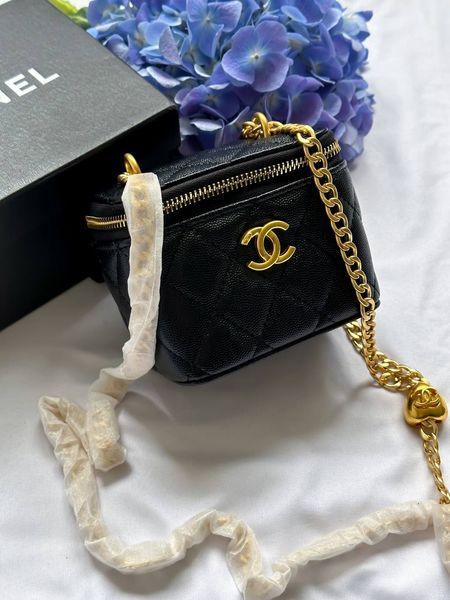 Chanel Classic Black Lambskin Pearl Crush Mini Vanity CaseТекстурна шкіра [оригінальна коробка] pr0023 фото