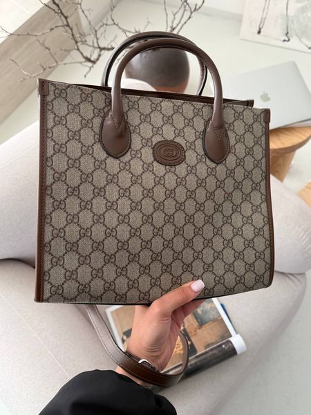 Gucci Ophidia Leather-Trimmed Monogrammed Coated-Canvas Tote [пильник] g02810 фото