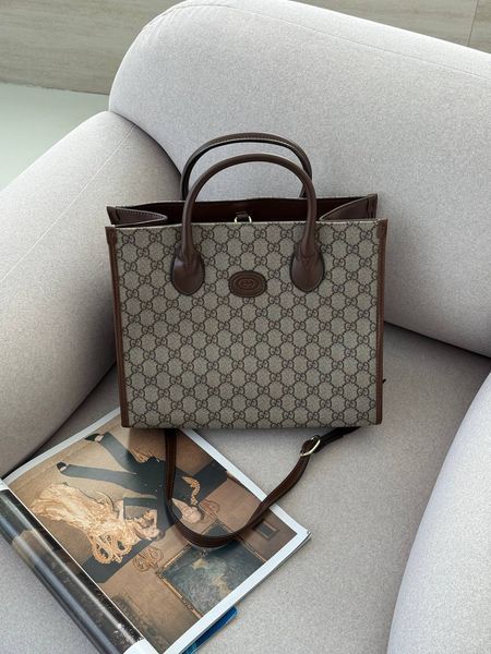 Gucci Ophidia Leather-Trimmed Monogrammed Coated-Canvas Tote [пильник] g02810 фото
