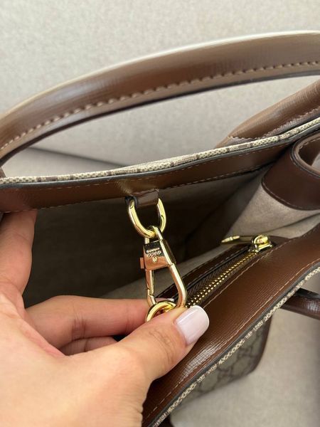 Gucci Ophidia Leather-Trimmed Monogrammed Coated-Canvas Tote [пильник] g02810 фото