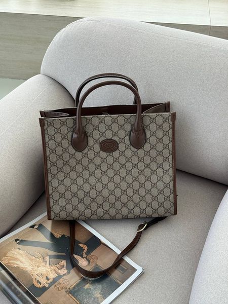 Gucci Ophidia Leather-Trimmed Monogrammed Coated-Canvas Tote [пильник] g02810 фото