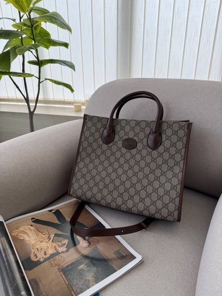 Gucci Ophidia Leather-Trimmed Monogrammed Coated-Canvas Tote [пильник] g02810 фото