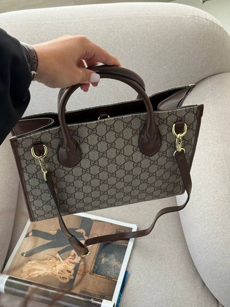 Gucci Ophidia Leather-Trimmed Monogrammed Coated-Canvas Tote [пильник] g02810 фото